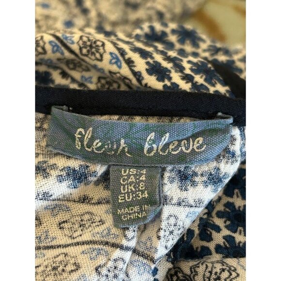 Fleur Bleue Bohemian Style Floral Print Maxi Dress With Tassel Tie & 3/4 Sleeves - Picture 6 of 7